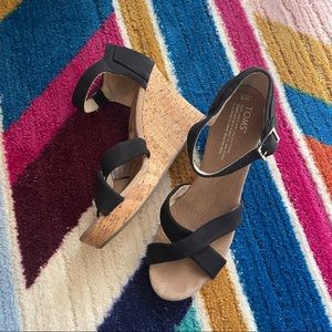 TOMS Black Wedges